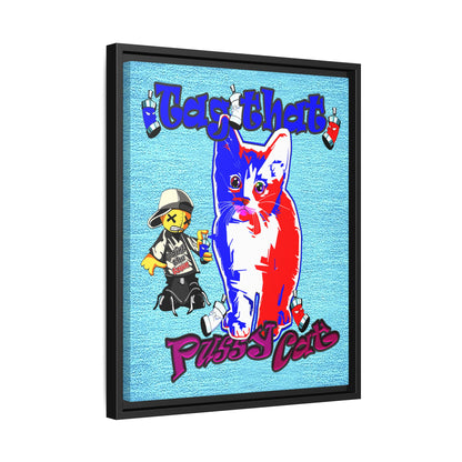 tag that - framed canvas art (faded blue)