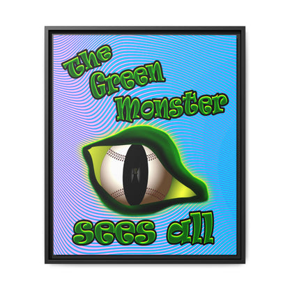 green monster - framed canvas art (light blue-purple wave)