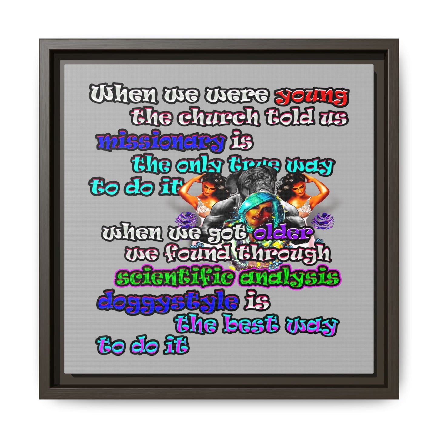 doggystyle - framed canvas art (light grey)