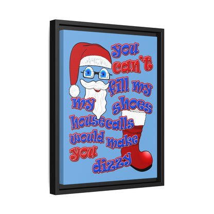 santa's shoes - framed canvas art (light blue)