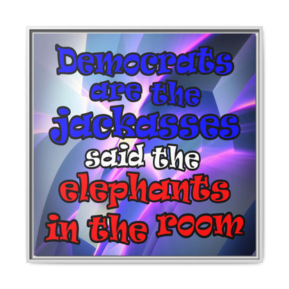 donkeys and elephants - framed canvas art (grey-pink wave)