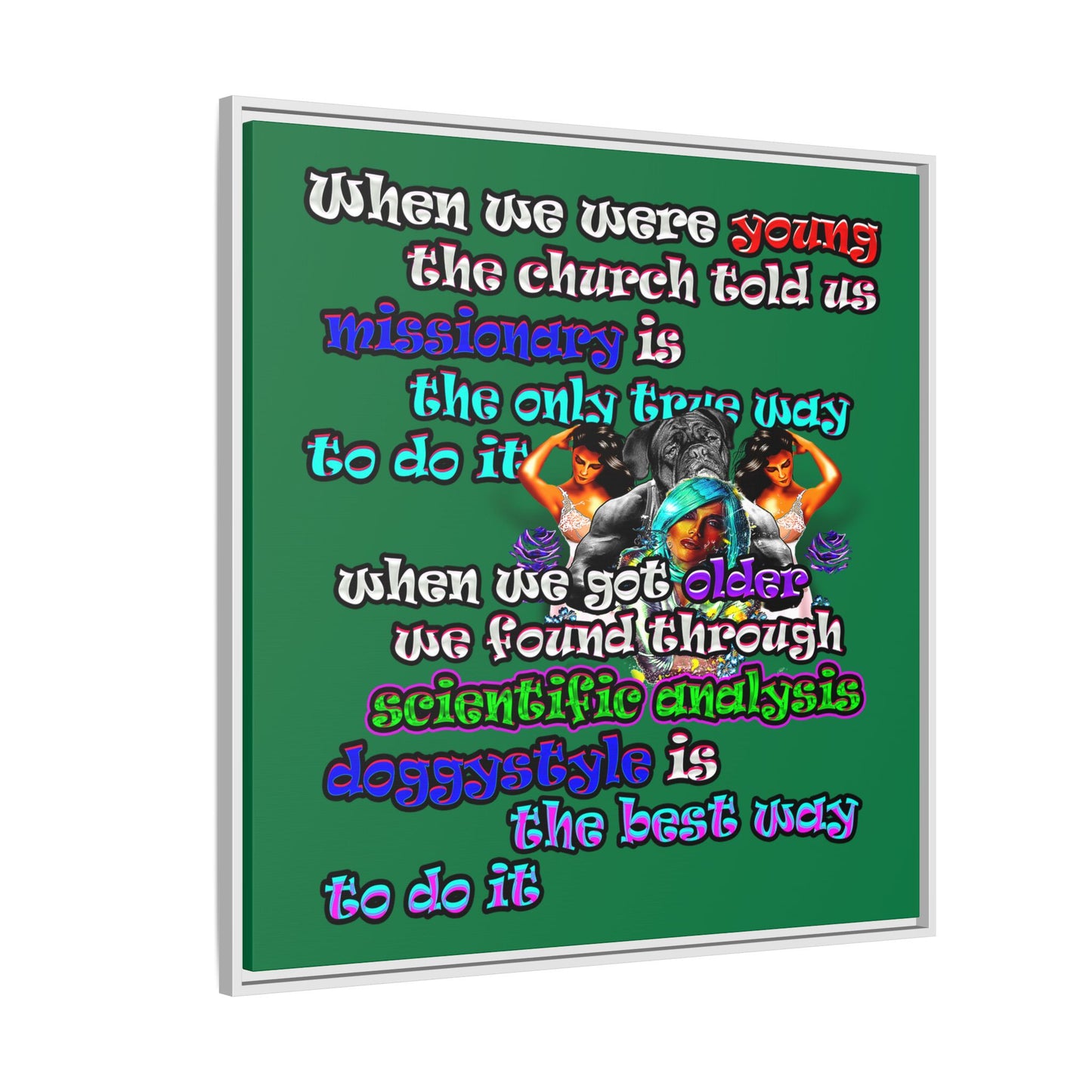 doggystyle - framed canvas art (dark green)