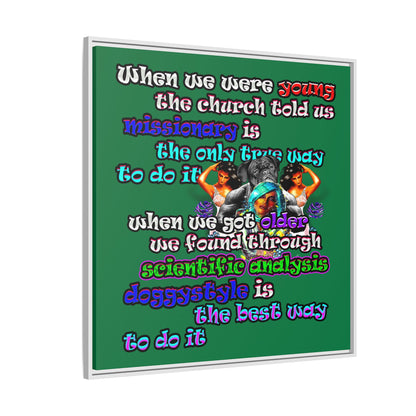 doggystyle - framed canvas art (dark green)