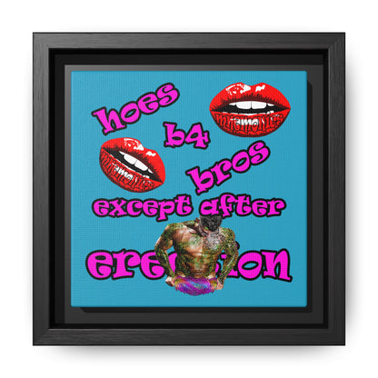 hoes b4 bros - framed canvas art (turquoise)