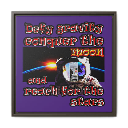 defy conquer reach - framed canvas art (purple)