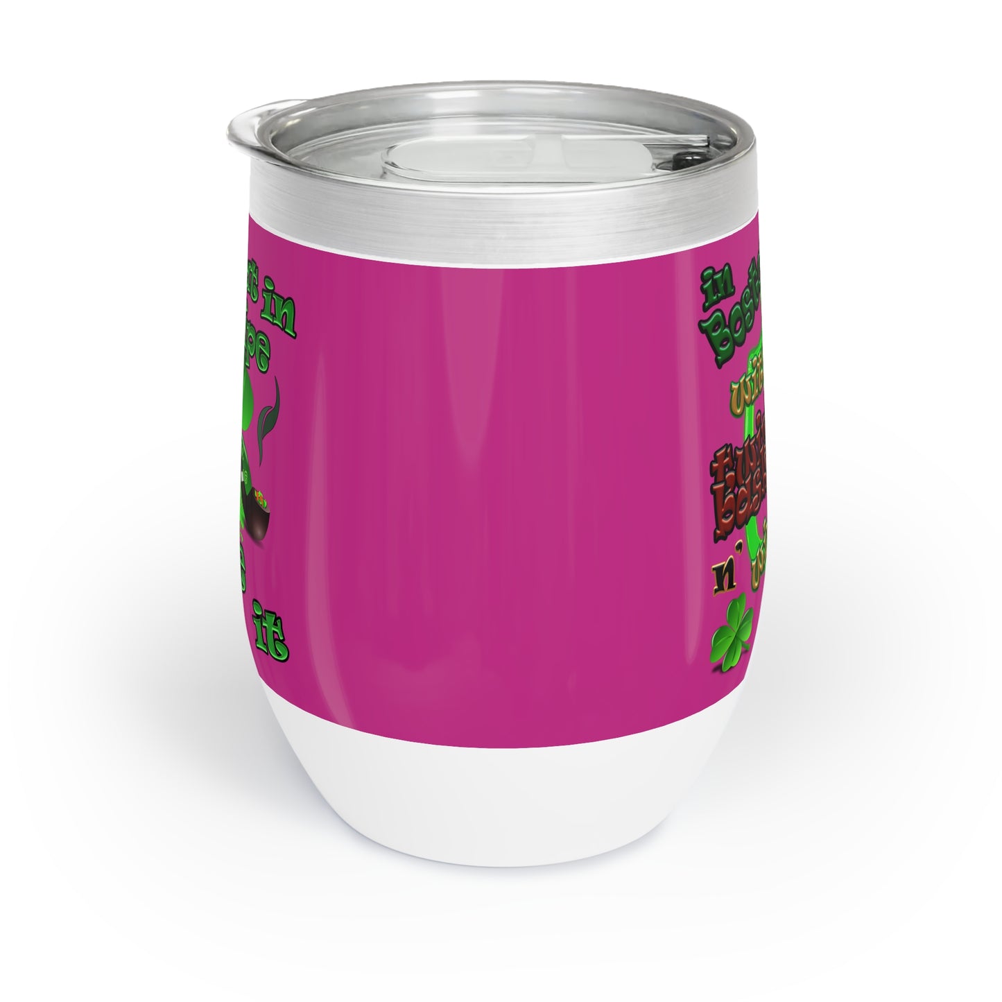 celtics logo - Chill Wine Tumbler (pink)