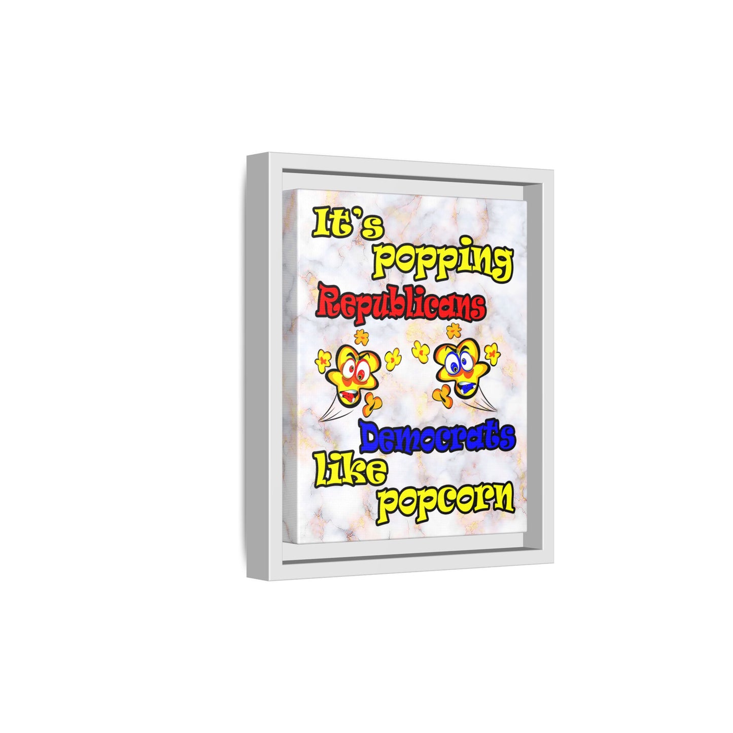 popping like popcorn - framed canvas art (white marble)