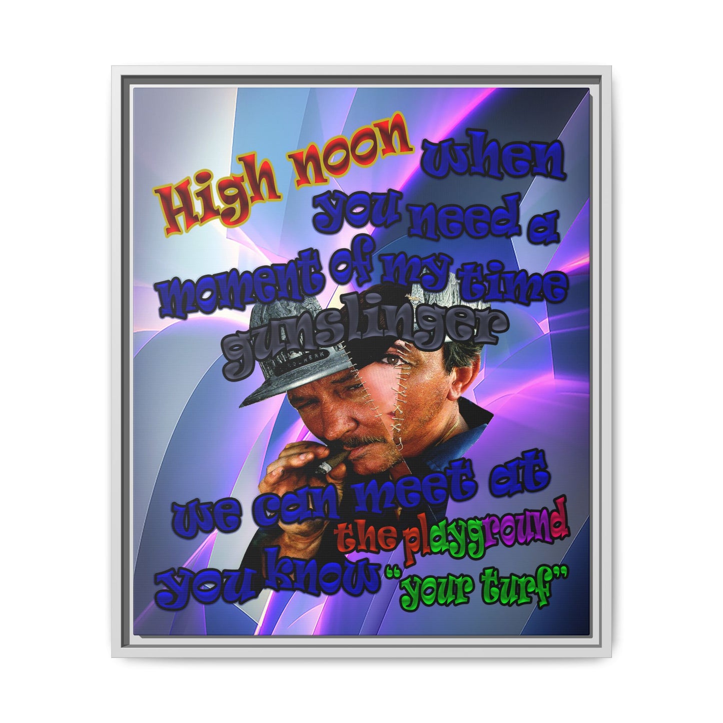 high noon - framed canvas art (grey-pink wave)