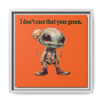 I don't care that your green - framed canvas art (orange)