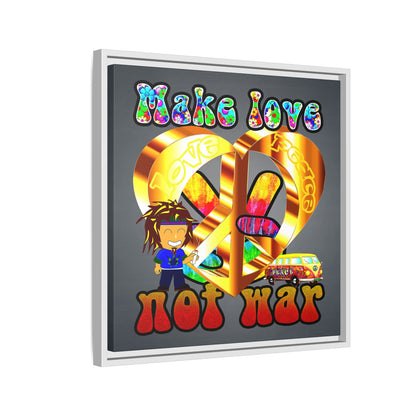 love peace - framed canvas art (grey-light grey)