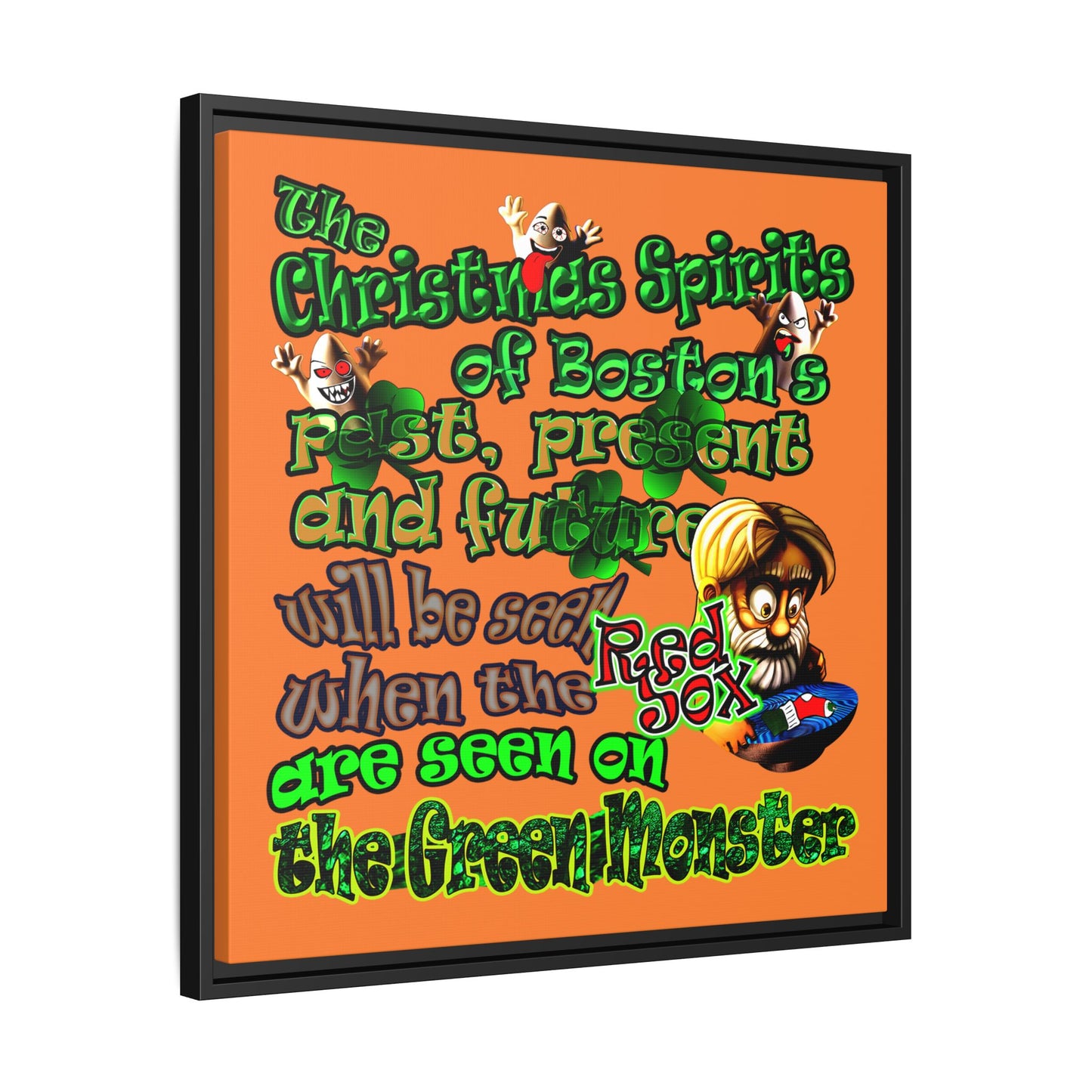 christmas spirits of boston - framed canvas art (crusta)