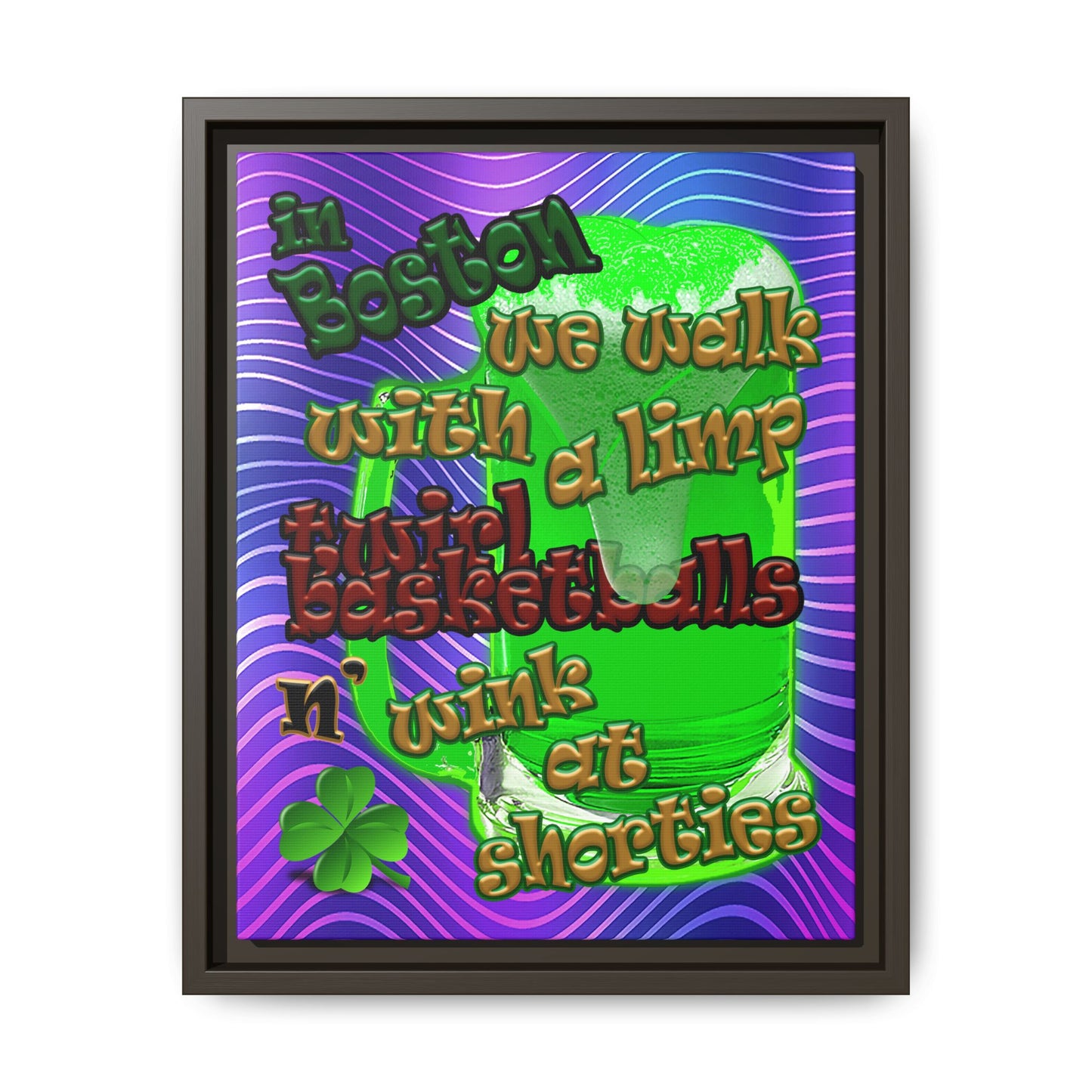 celtics logo - framed canvas art (purple wave)