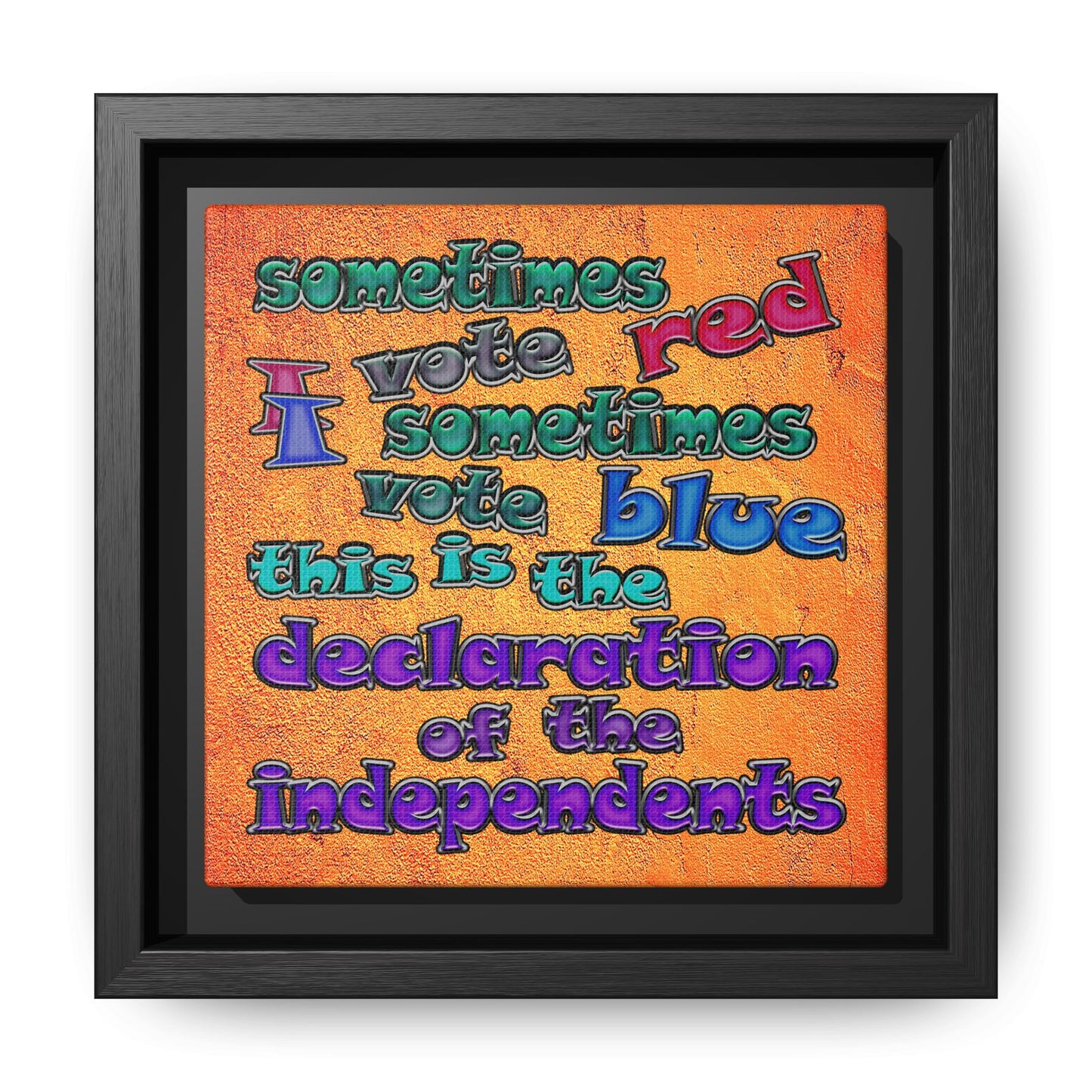 declaration of the independents - framed canvas art (burnt orange)