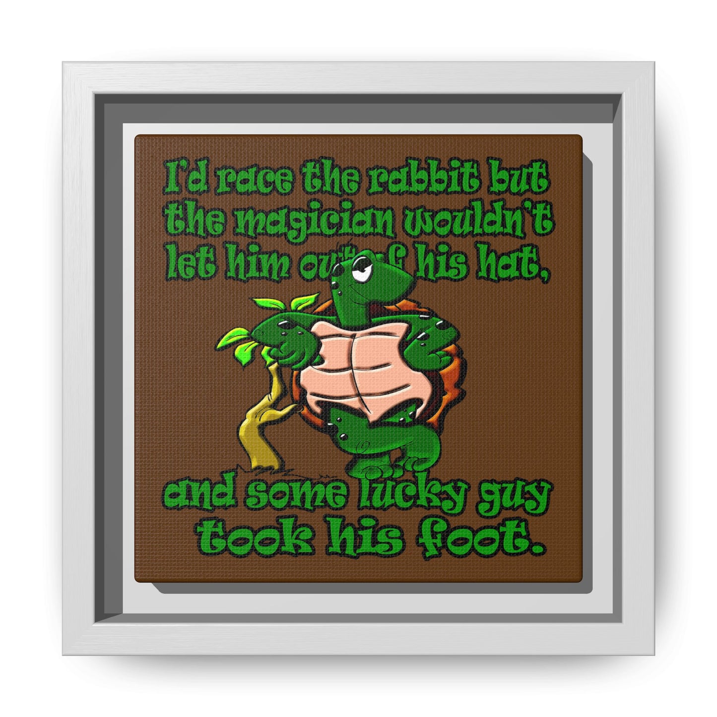 turtle race - framed canvas art (brown)