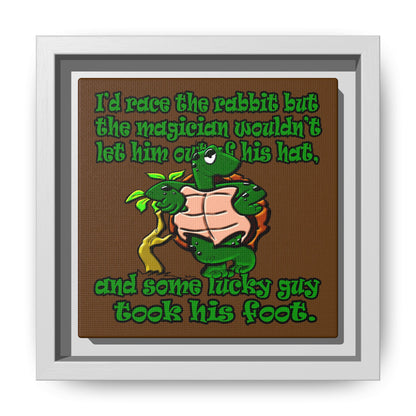 turtle race - framed canvas art (brown)