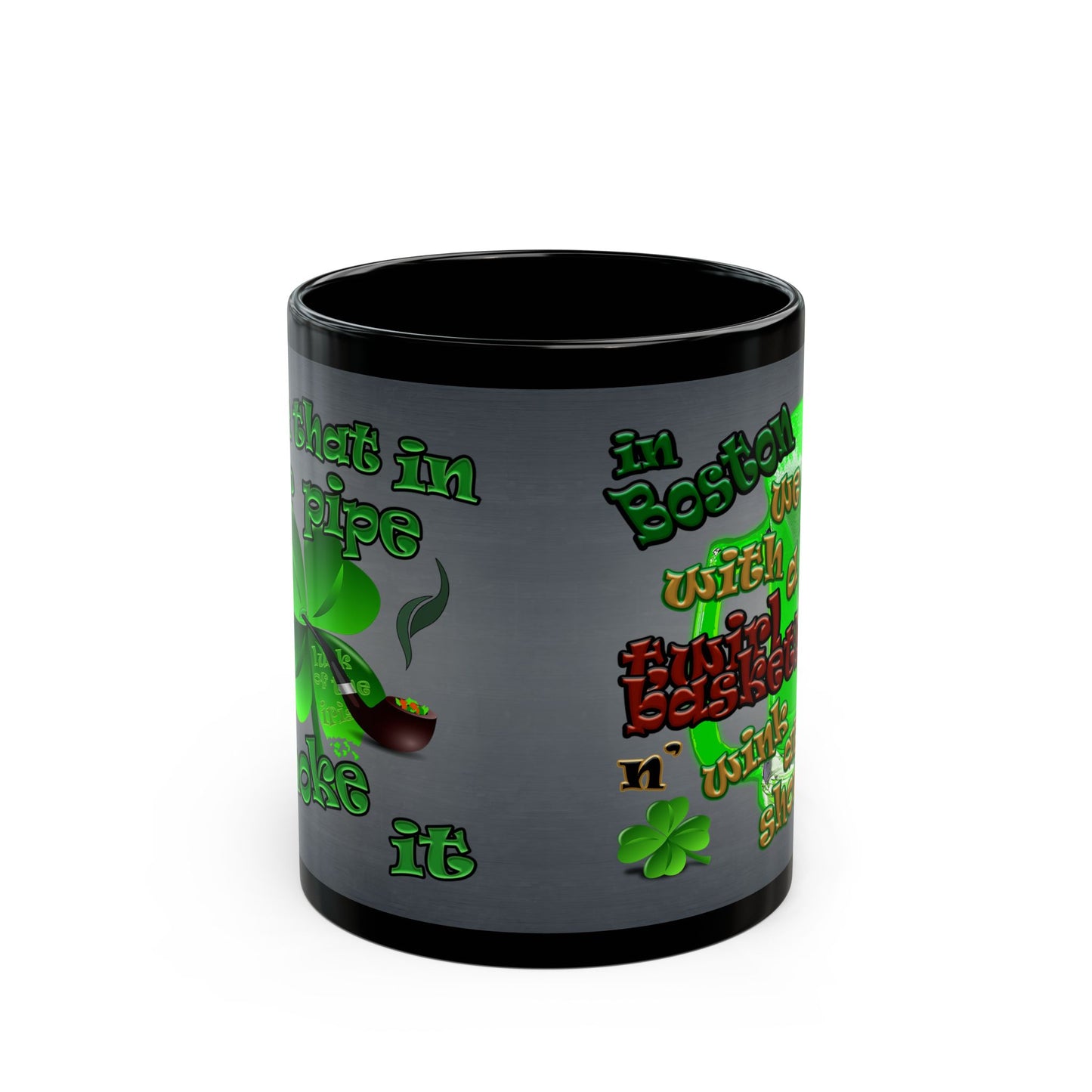celtics logo - Black Mug (grey-light grey)