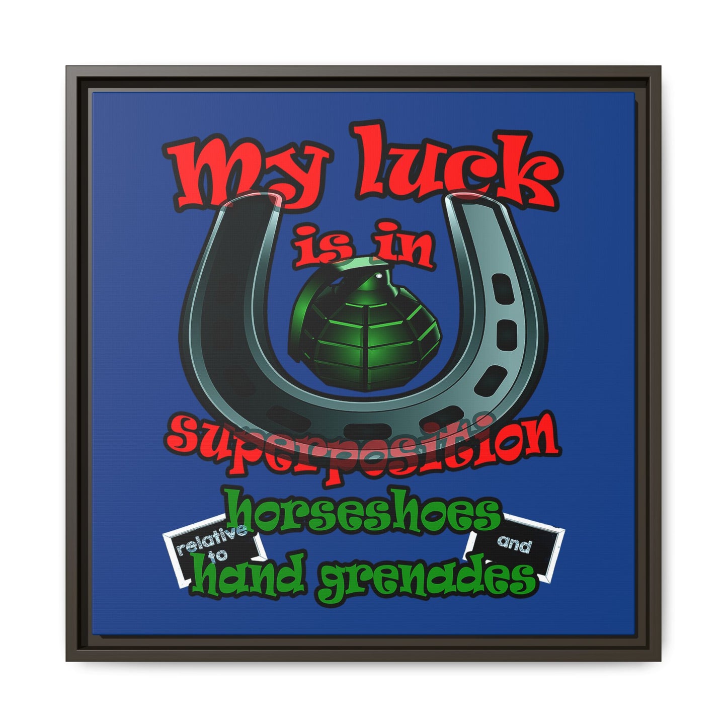 my luck - framed canvas art (dark blue)