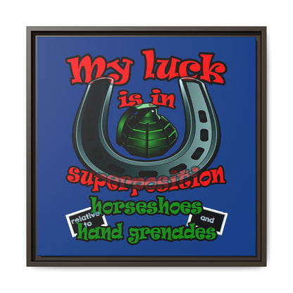 my luck - framed canvas art (dark blue)