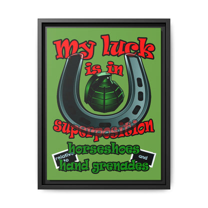 my luck - framed canvas art (green)