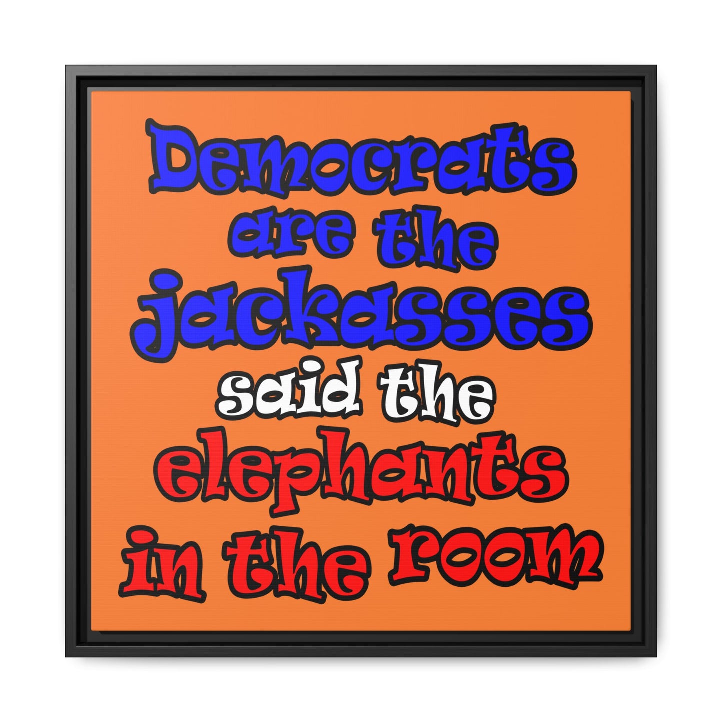 donkeys and elephants - framed canvas art (crusta)