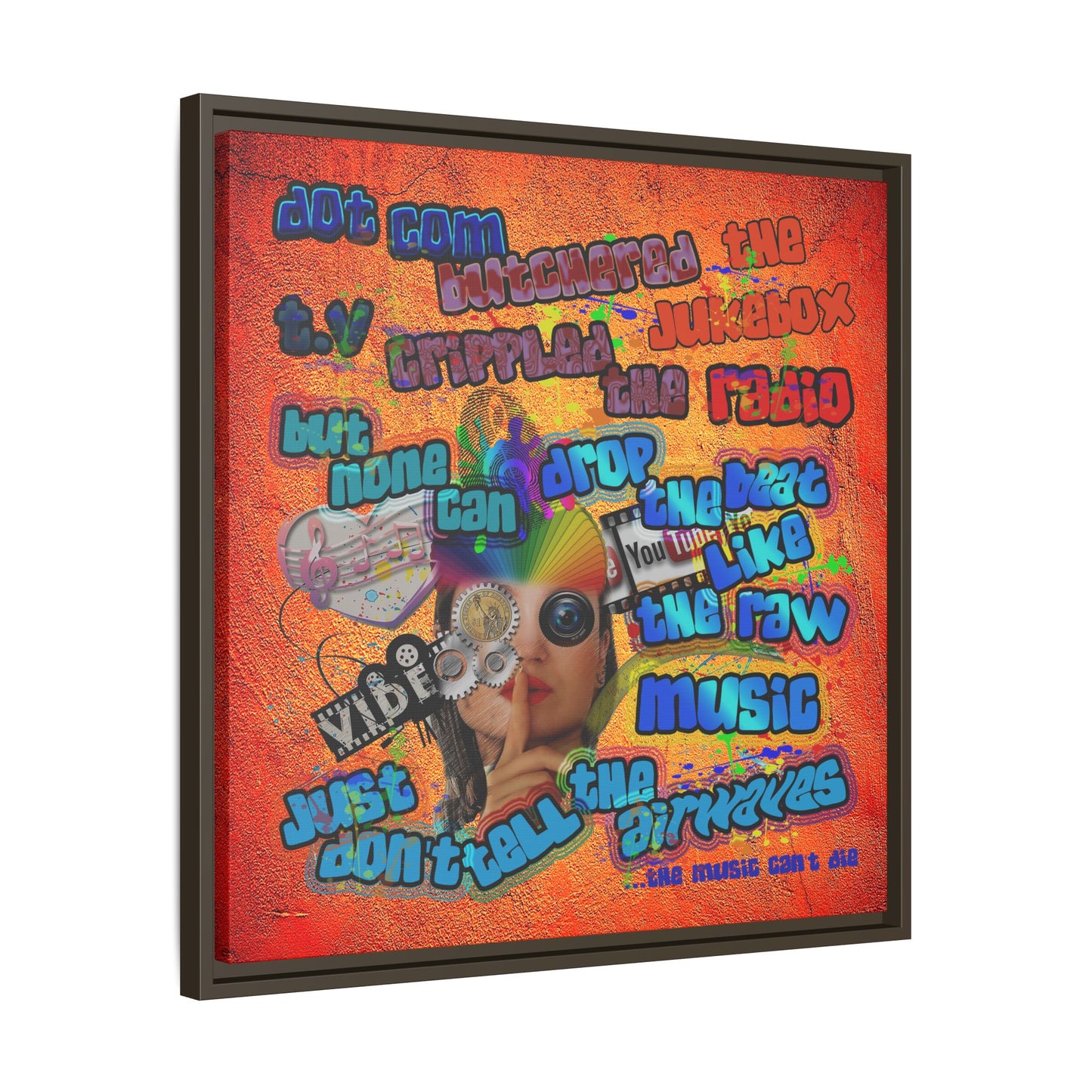 drop the beat - framed canvas art (burnt orange)