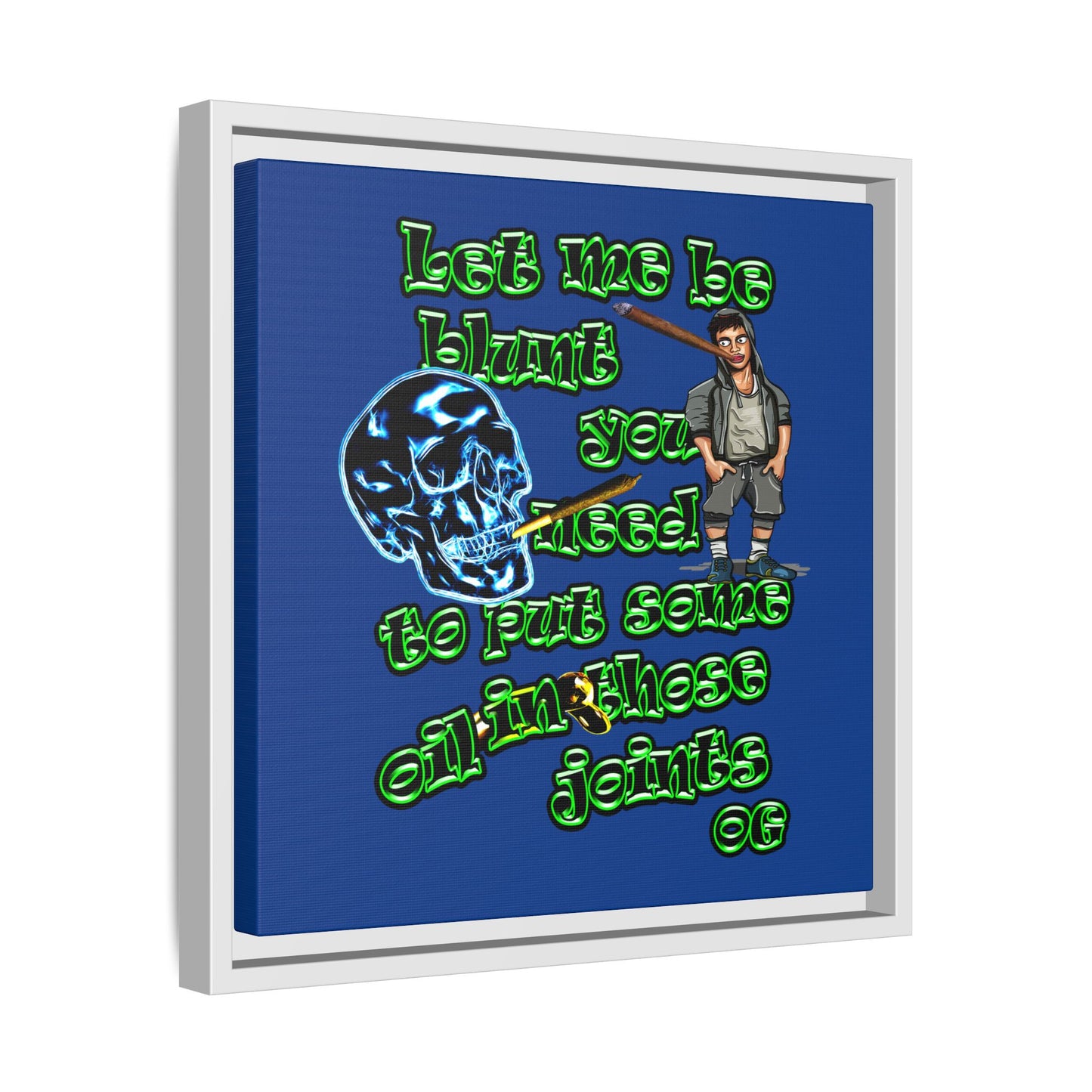 og - framed canvas art (dark blue)