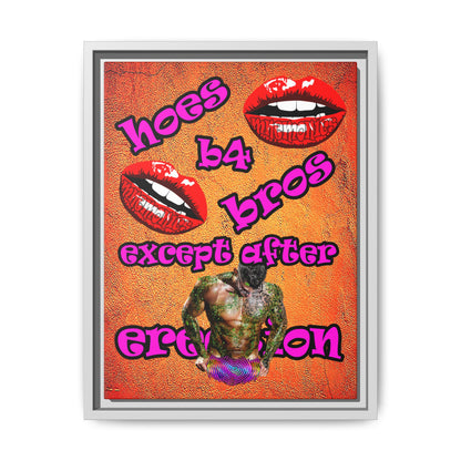 hoes b4 bros - framed canvas art (burnt orange)