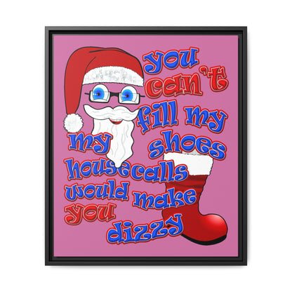 santa's shoes - framed canvas art (light pink)