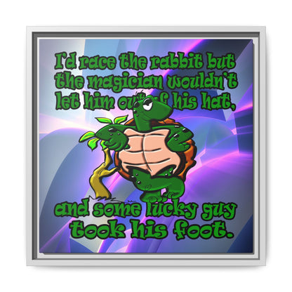 turtle race - framed canvas art (grey-pink wave)