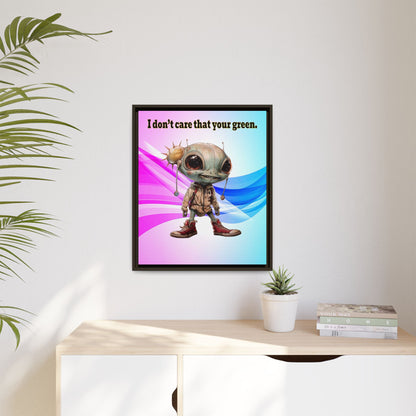 I don't care that your green - framed canvas art (light blue-pink wave)