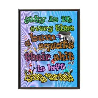 the bum's shit - framed canvas art (light blue-purple wave)