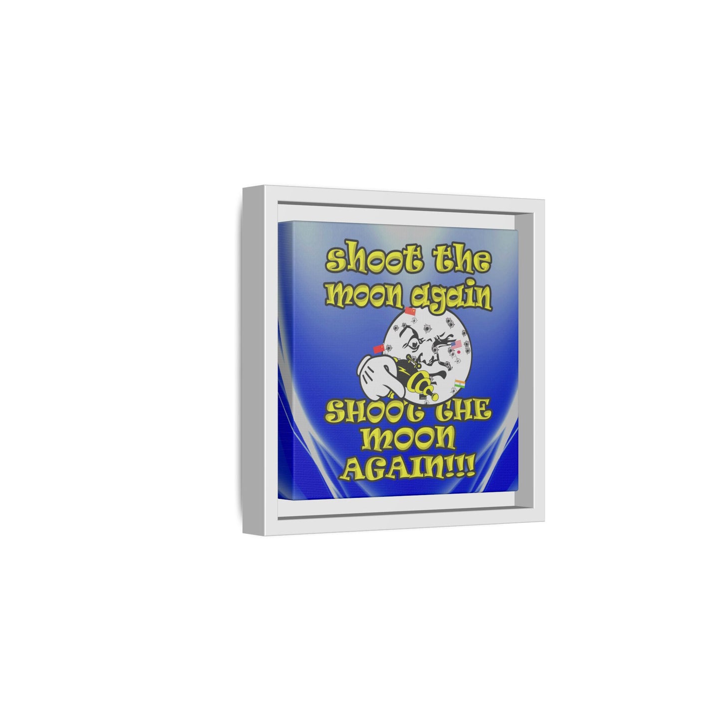 shoot the moon again - framed canvas art (blue-white wave)