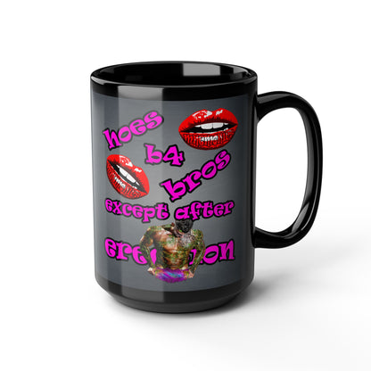 hoes b4 bros - Black Mug (grey-light grey)