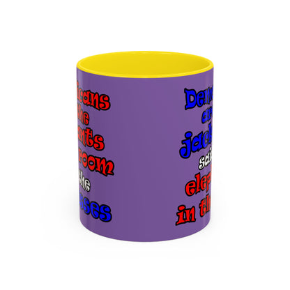 donkeys and elephants - Accent Mug (light purple)