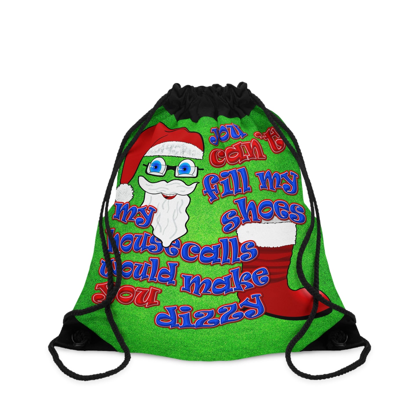 santa's shoes - Drawstring Bag (green turf)