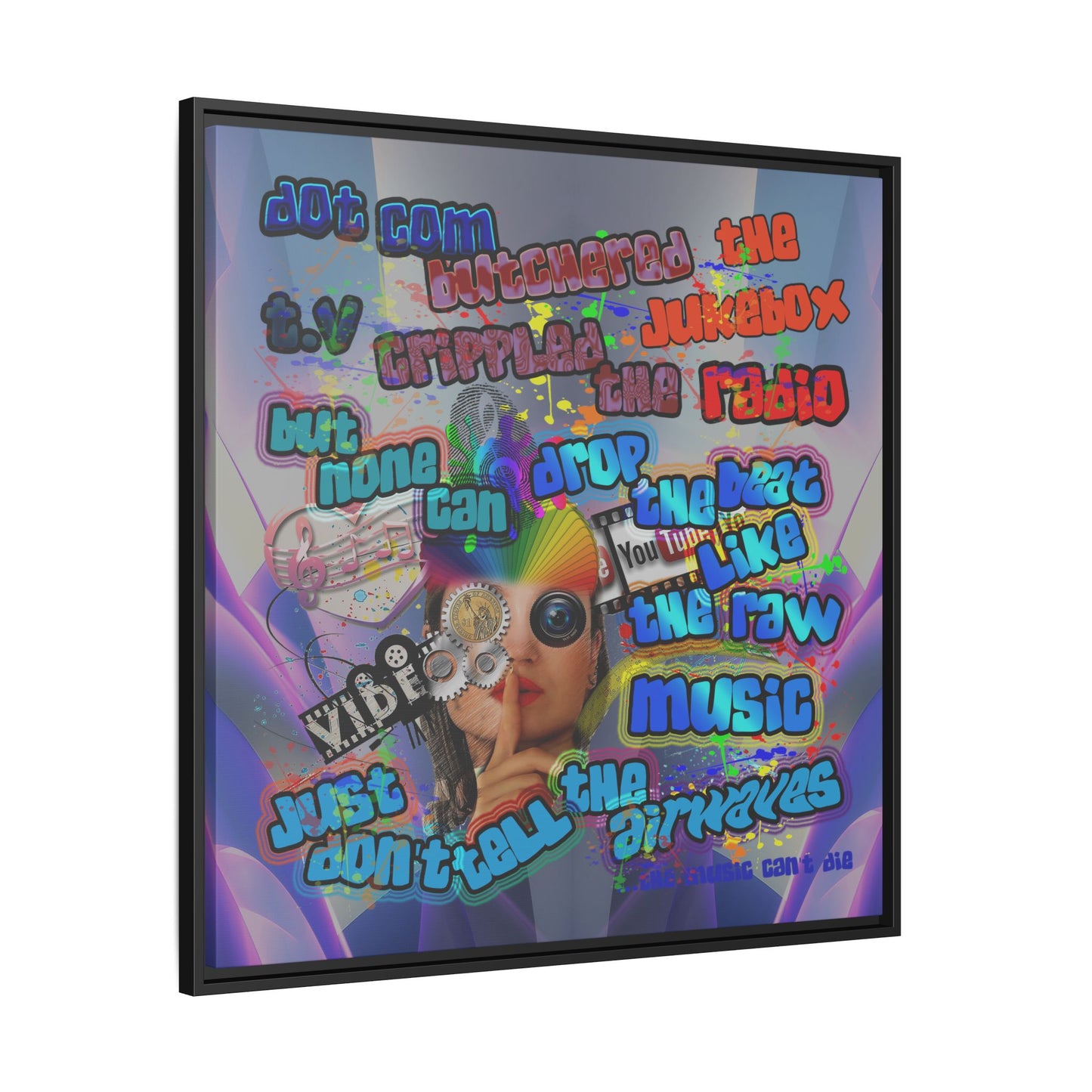 drop the beat - framed canvas art (grey-pink wave)