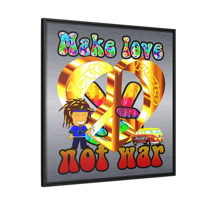 love peace - framed canvas art (brushed nickel)