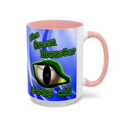 green monster - Accent Mug (blue-white wave)