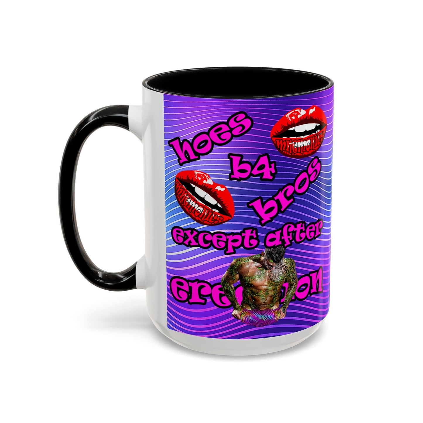 hoes b4 bros - Accent Mug (purple wave)