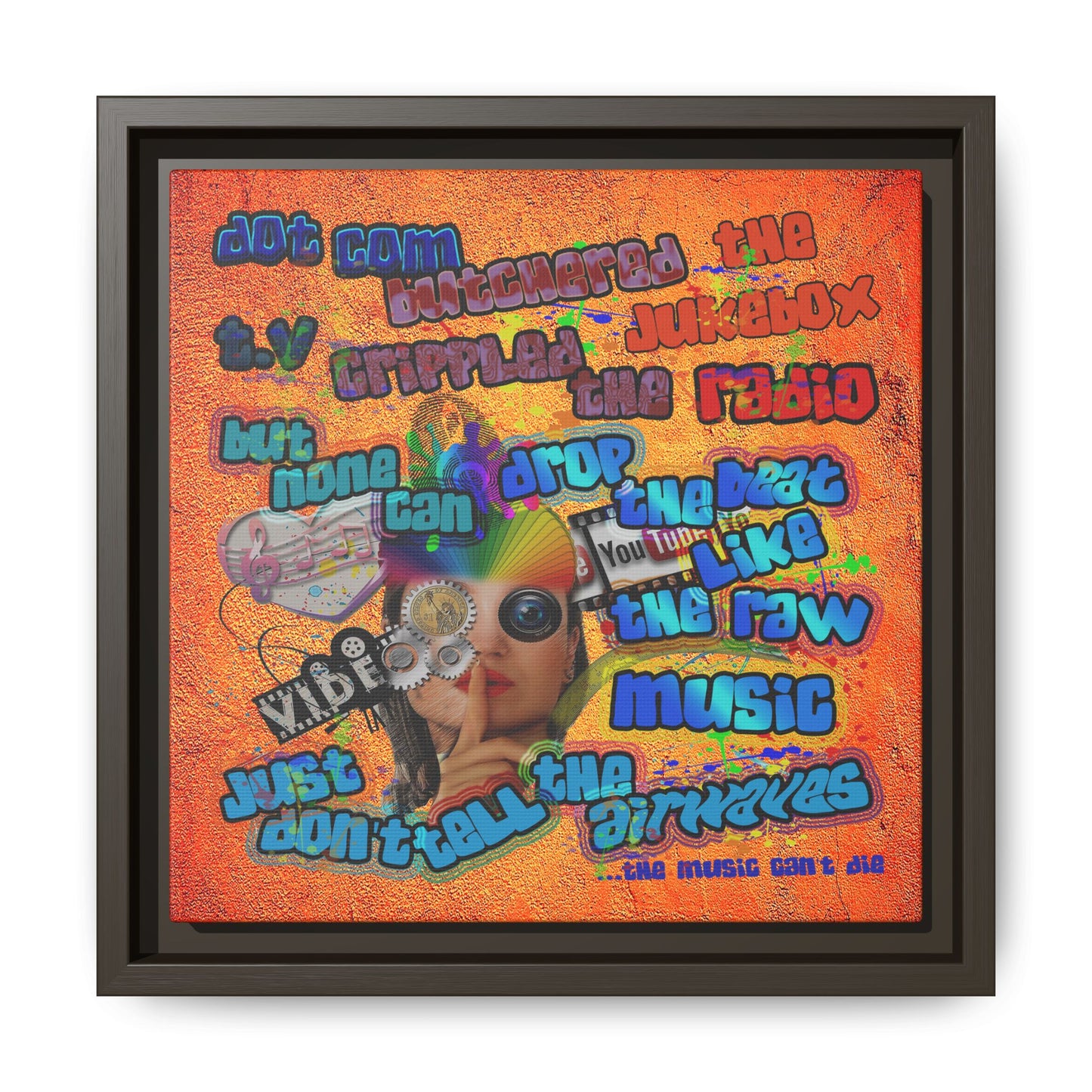 drop the beat - framed canvas art (burnt orange)