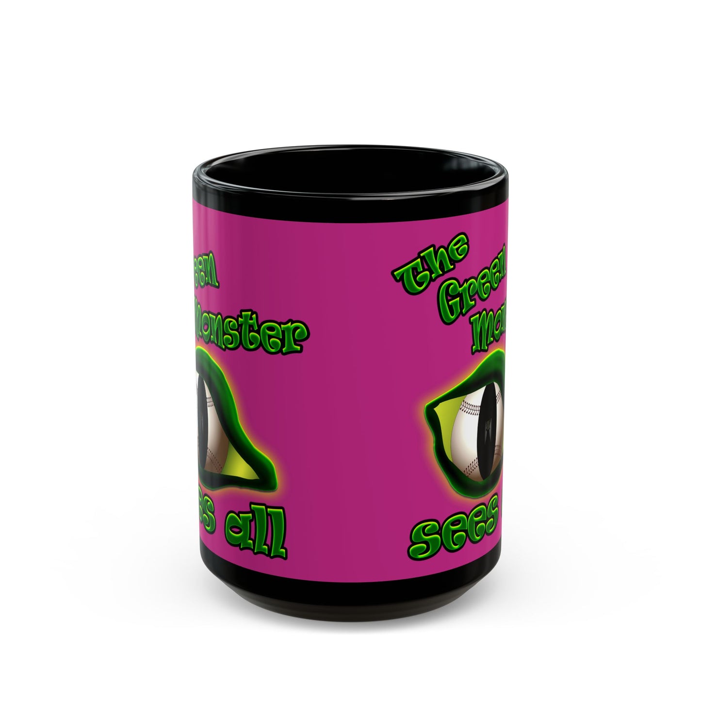 green monster - Black Mug (pink)