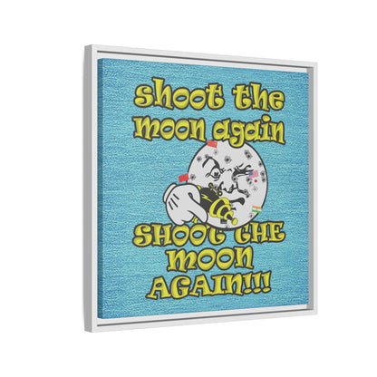 shoot the moon again - framed canvas art (faded blue)