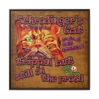 schrodinger's cat - framed canvas art (brown papyrus)