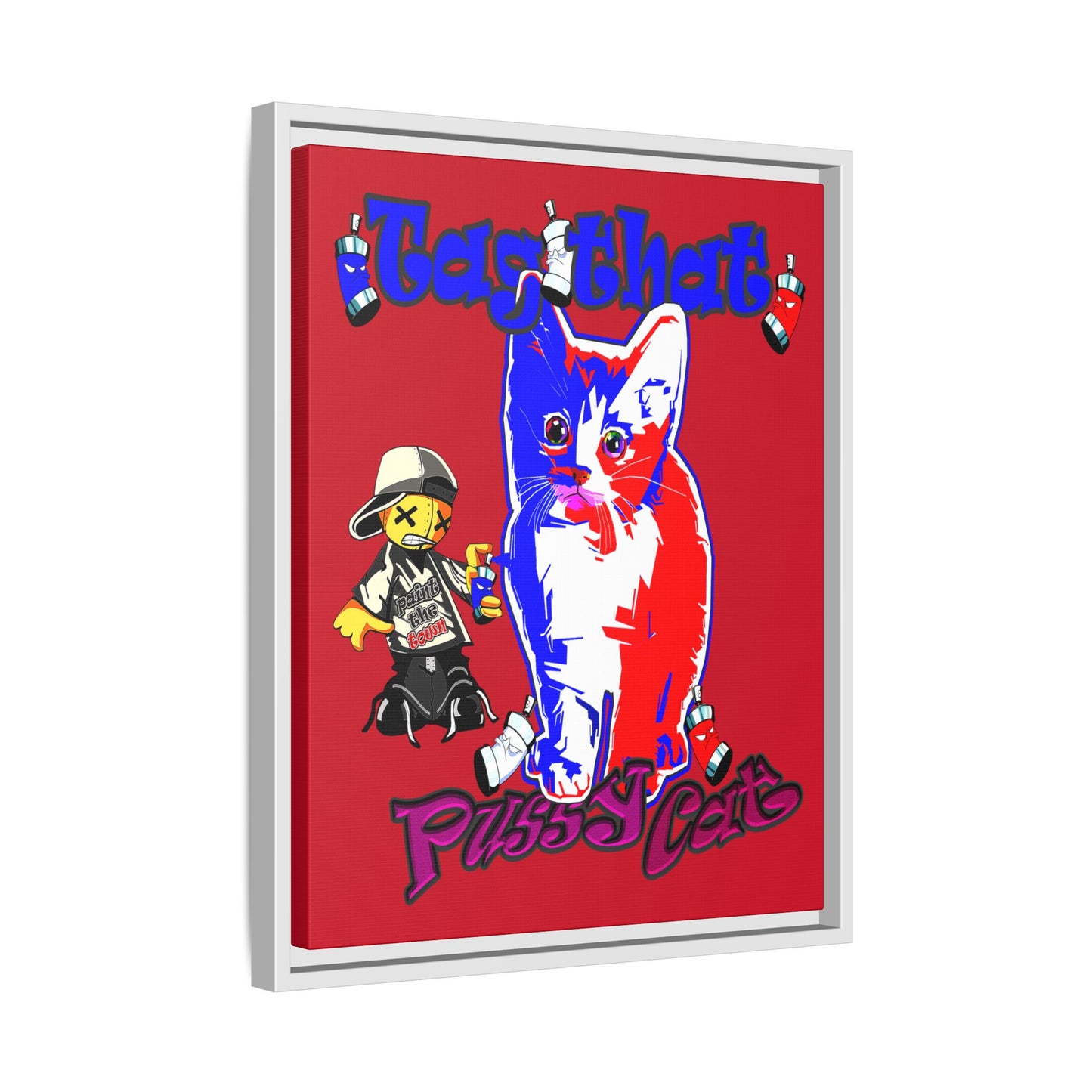 tag that - framed canvas art (dark red)