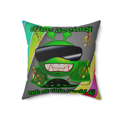 disc jockey - Spun Polyester Square Pillow - (rainbow split)