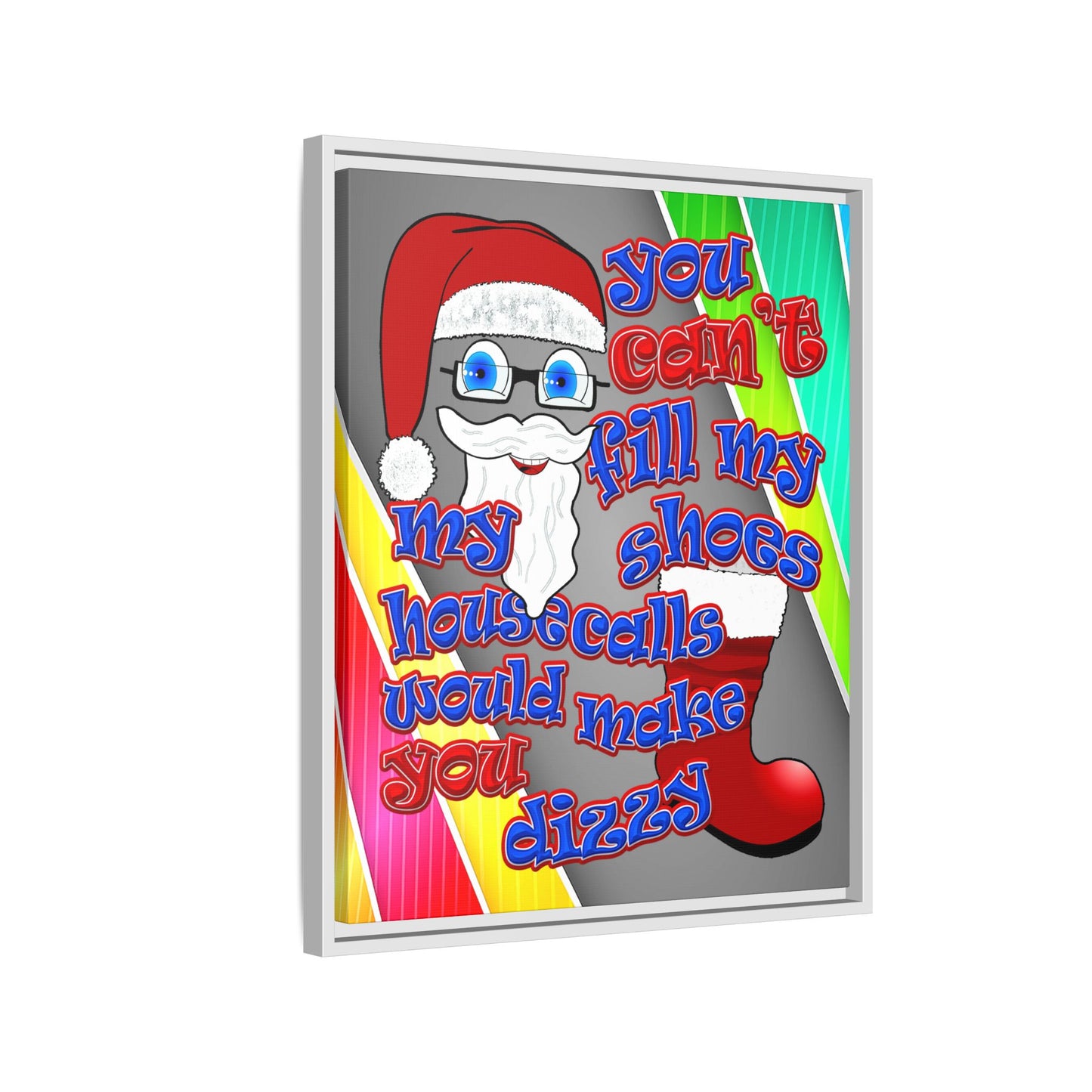 santa's shoes - framed canvas art (rainbow split)