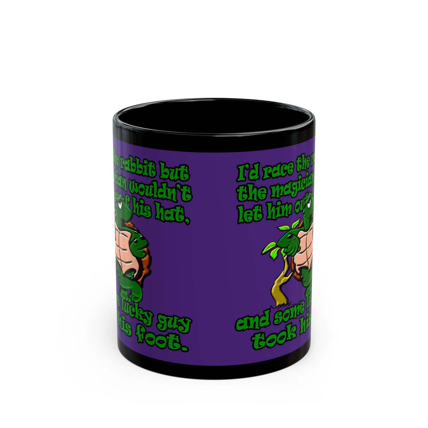 turtle race - Black Mug (purple)