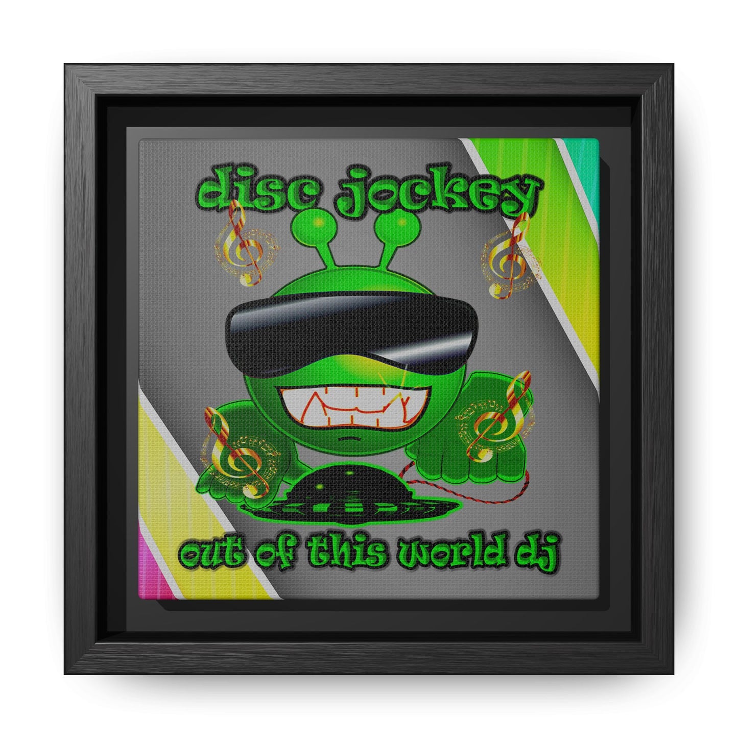 disc jockey - framed canvas art (rainbow split)