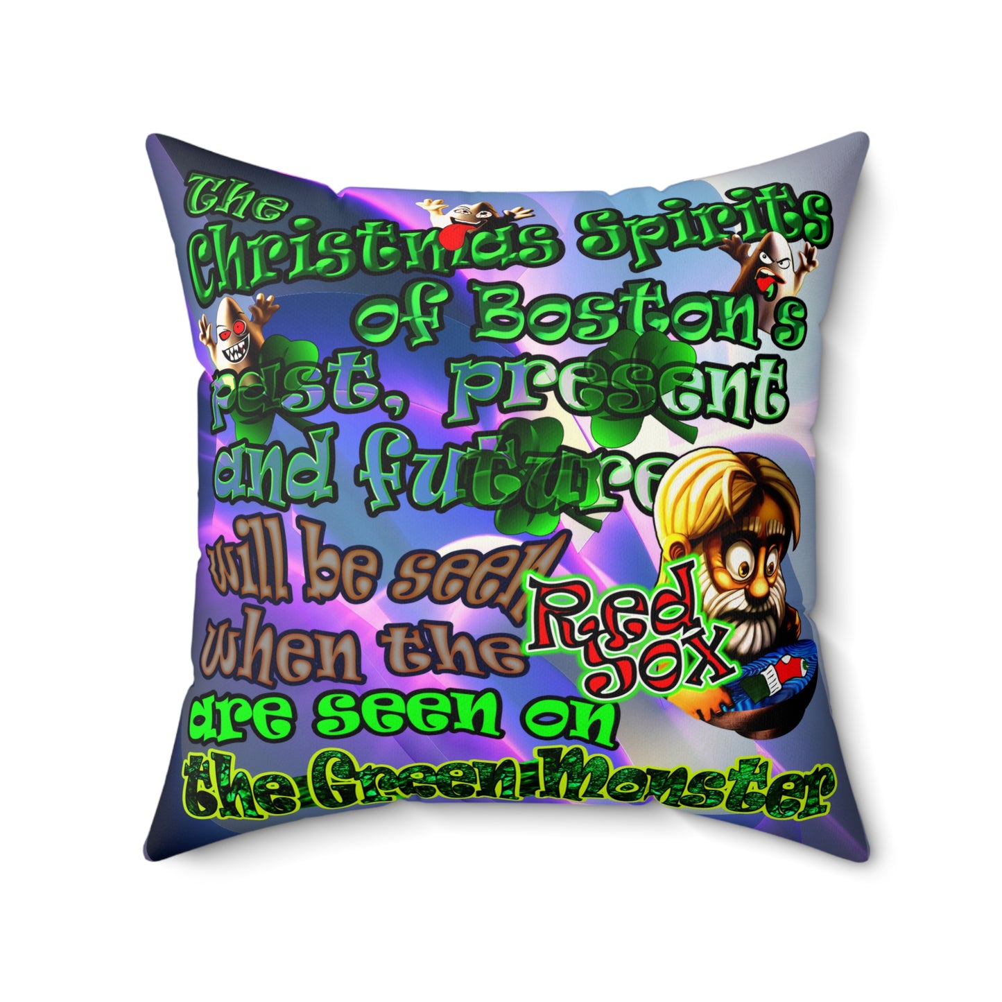 christmas spirits of boston - Faux Suede Square Pillow - (grey-pink wave)