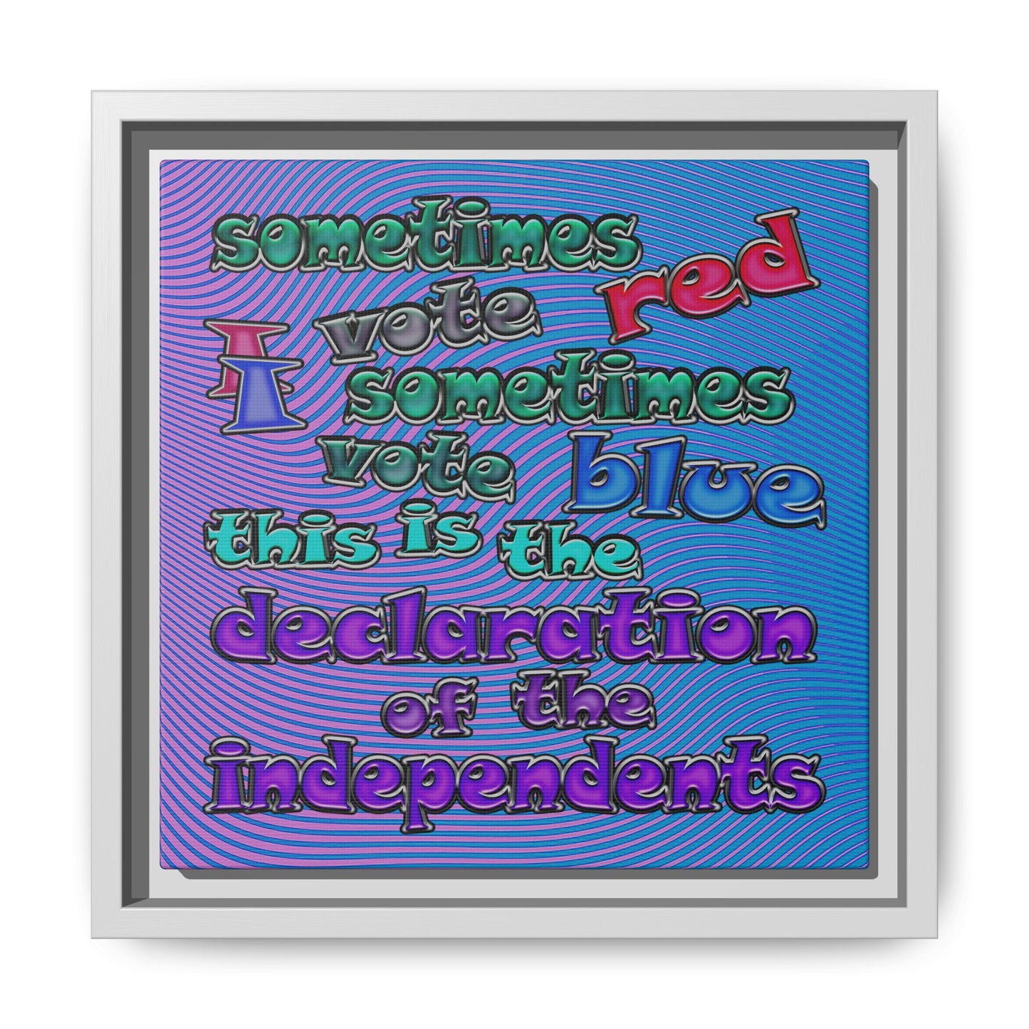 declaration of the independents - framed canvas art (light blue-purple wave)
